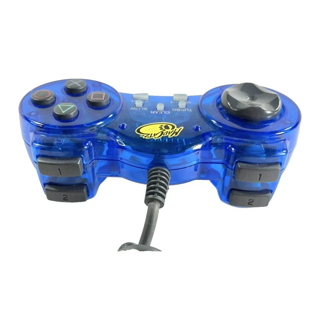 PlayStation Mad Catz Video Game Digital Controller Transparent Blue #8002 Tested
